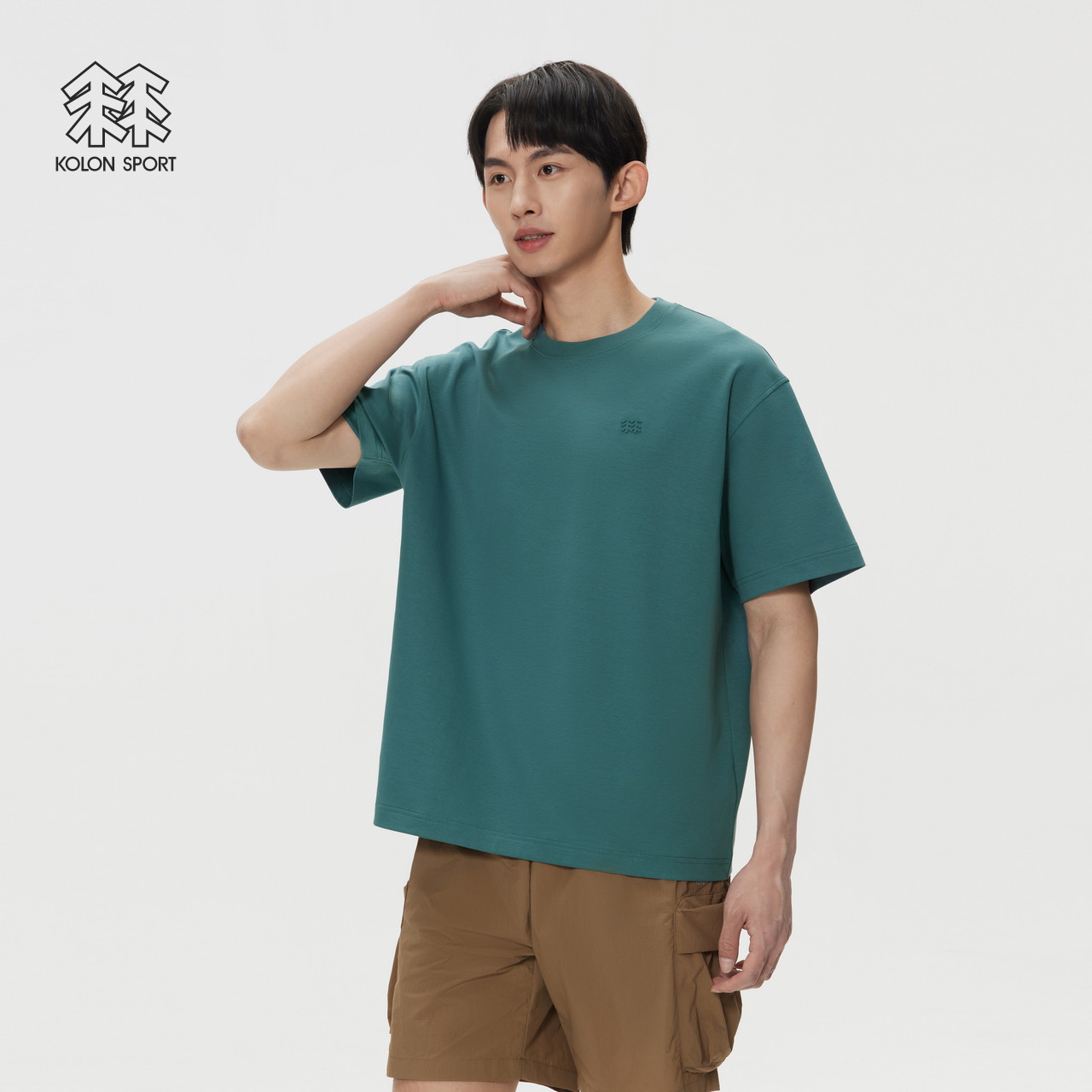 KOLON SPORT可隆短袖T恤男女同款刺绣印花棉质柔软落肩宽松上衣,淘宝优惠券,粉丝福利购,淘宝优惠卷