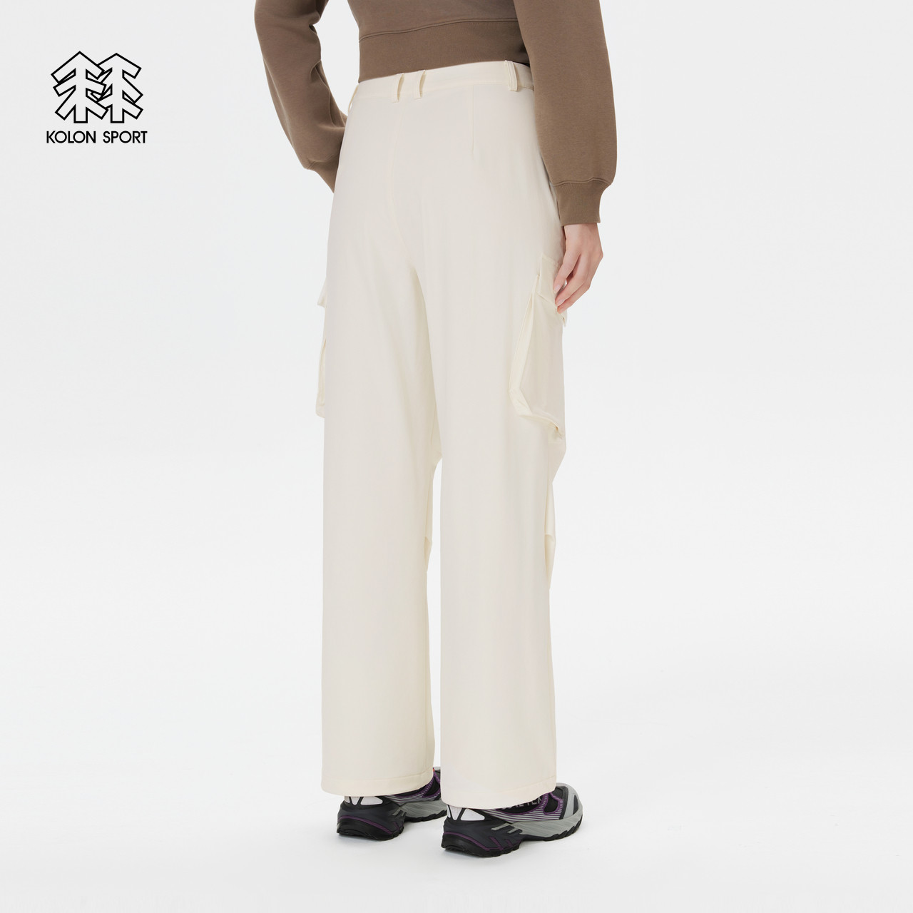 KOLON SPORT可隆软壳裤防泼水耐磨微哈伦露营女士阔腿工装裤,淘宝优惠券,粉丝福利购,淘宝优惠卷