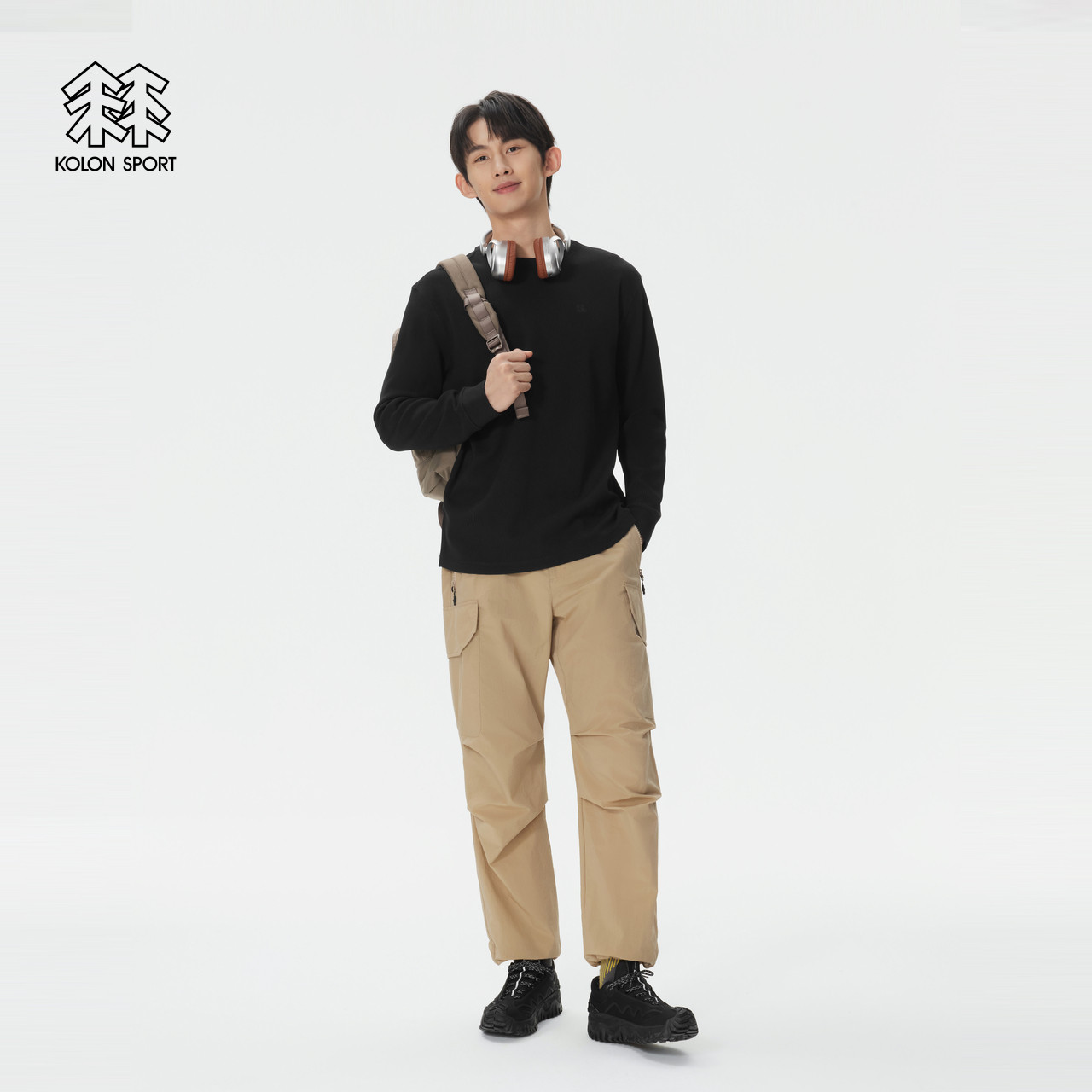 KOLON SPORT可隆户外休闲衣防晒UPF50+男女同款华夫格长袖T恤,淘宝优惠券,粉丝福利购,淘宝优惠卷