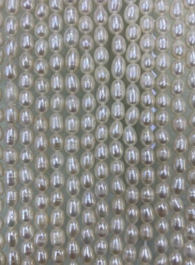 5~6mm 米珠 强光 轻纹 无花皮 天然淡水珍珠 diy项链手链饰品配件