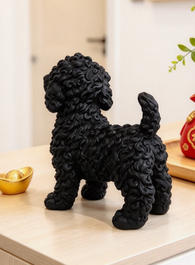 仿真泰迪贵宾犬树脂摆件客厅桌面