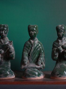 仿古汉代人俑汉俑说唱俑击鼓俑汉绿釉摆件影视剧陈设甩袖跳舞人物