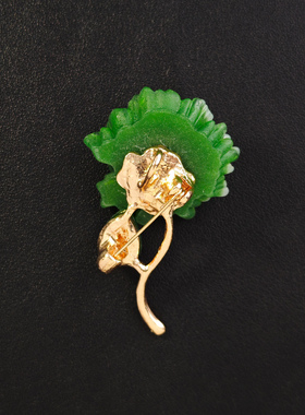 新中式牡丹花胸针高档女中国风仿玉别针精致国潮汉服旗袍胸花配饰