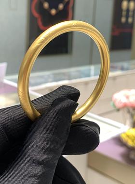 周大福古法竹节竹叶纹黄金手镯