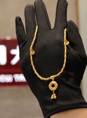 周大福竹节平安扣足金黄金手链