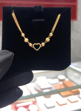 周大福爱心珠珠足金黄金手链