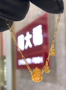 周大福三颗葫芦足金黄金手链