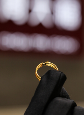 周大福几何H戒指足金指环