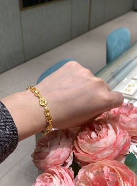 传承系列葫芦蛇足金黄金手链女