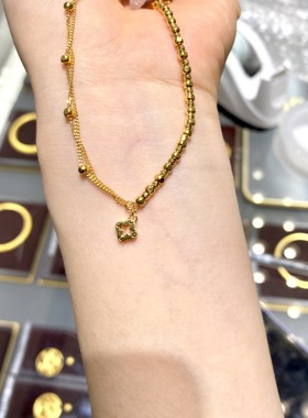 周大福四叶草闪耀蹦迪双层手链