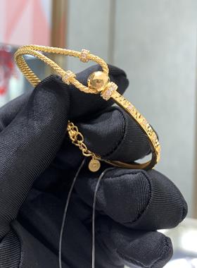 周大福弹簧结绳足金黄金手镯
