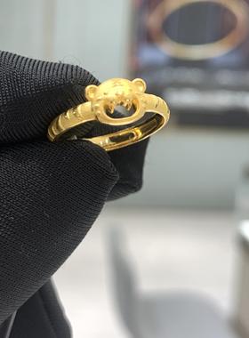 周大福小老虎开口足金黄金戒指