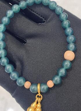 周大福传承双葫芦黄金翡翠手链