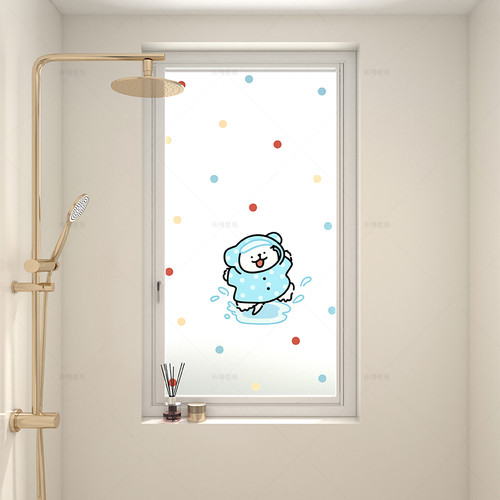 卡通厨房卫生间淋浴房窗户防偷窥贴纸透光不透明磨砂静电玻璃贴膜 - 图0
