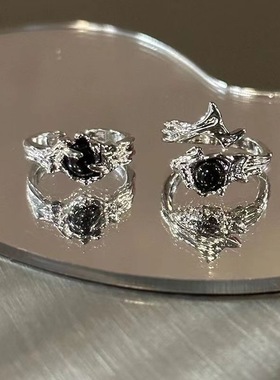 原创暗黑风荆棘戒指男女小众设计肌理感情侣指环感开口戒潮