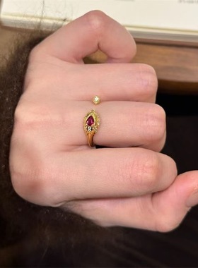 小红书爆款红宝蛇头开口戒指2025新款蛇形指环