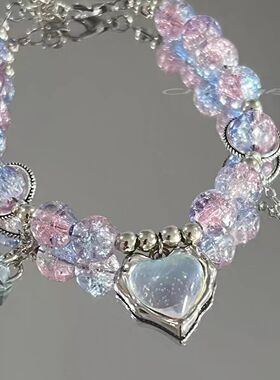 颜值精致ins小众森系爱心银河吊坠闺蜜手链