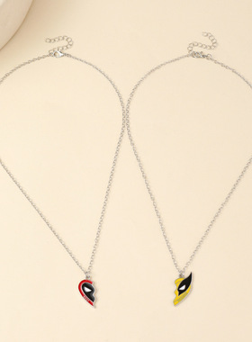 死侍3狼拼合的朋友礼物爱心项链 best friends礼物吊坠