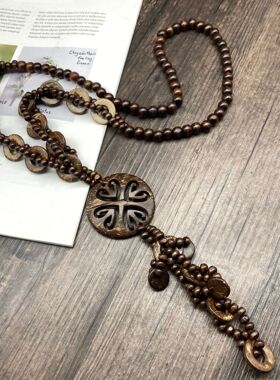 复古木质防过敏套头项链景区跨境平台热卖度假长项链爆款necklace