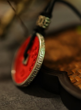 一生安朱砂五雷七星钱吊坠925纯银镶嵌道家本命年平安护身挂件礼