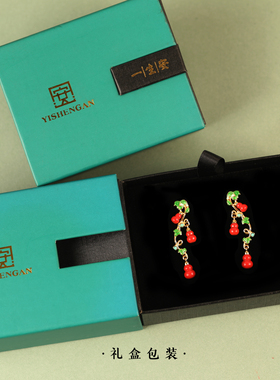 一生安朱砂六福耳坠葫芦s925纯银珐琅彩女新中式国风平安礼物福禄