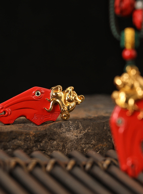 一生安朱砂马上呈龙吊坠项链s925纯银镶嵌男女2026年马年定制礼物
