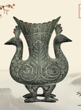 青铜器装饰双凤孔雀古玩杂项