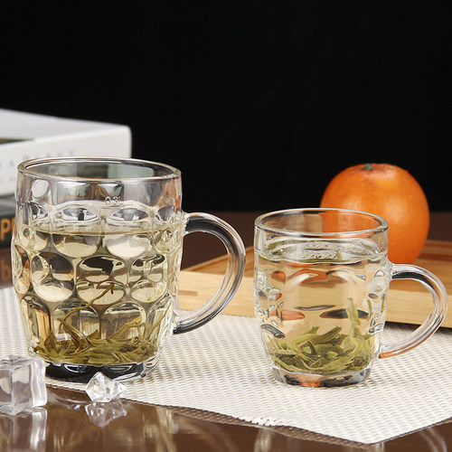 家用带把玻璃泡茶杯啤酒杯扎啤杯  加厚耐热玻璃水杯KTV茶楼专用 - 图1