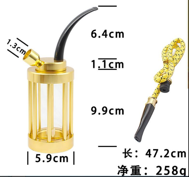 三达TS-7303新款水烟壶创意复古整体铝合金水烟斗双重过滤两用-图3