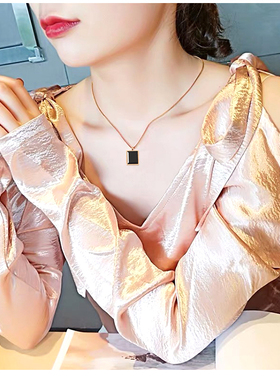 黑色大宝石钛钢短款欧美装饰链子