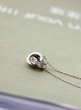 圆圈钛钢字母日韩风银色锁骨链