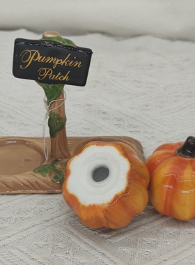 万圣节南瓜陶瓷胡椒罐调味罐外贸出口美国桌面摆件