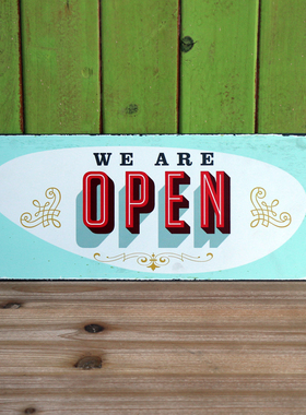 出德国复古铁皮挂牌 营业中欢迎光临 咖啡店小店阳台客厅餐厅装饰