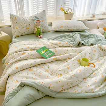 Class A washed cotton summer cool quilt four-piece summer quilt non- pure cotton 100% cotton air-conditioned quilt dormitory single summer quilt