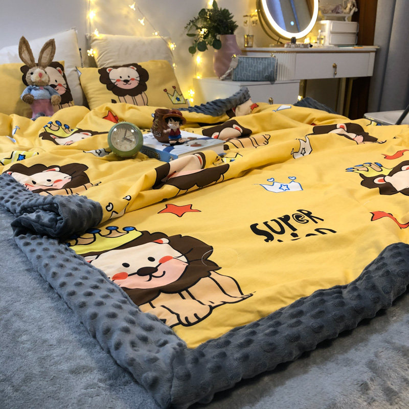豆豆绒加厚儿童办公室午睡毯子冬被 谷蝶休闲毯/毛毯/绒毯