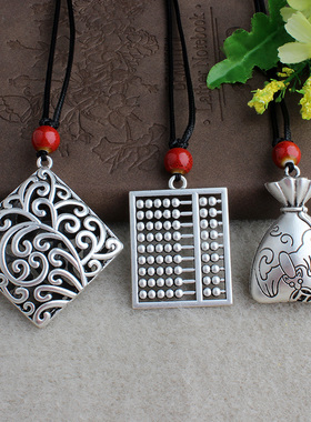 复古藏银长款项链女百搭挂件