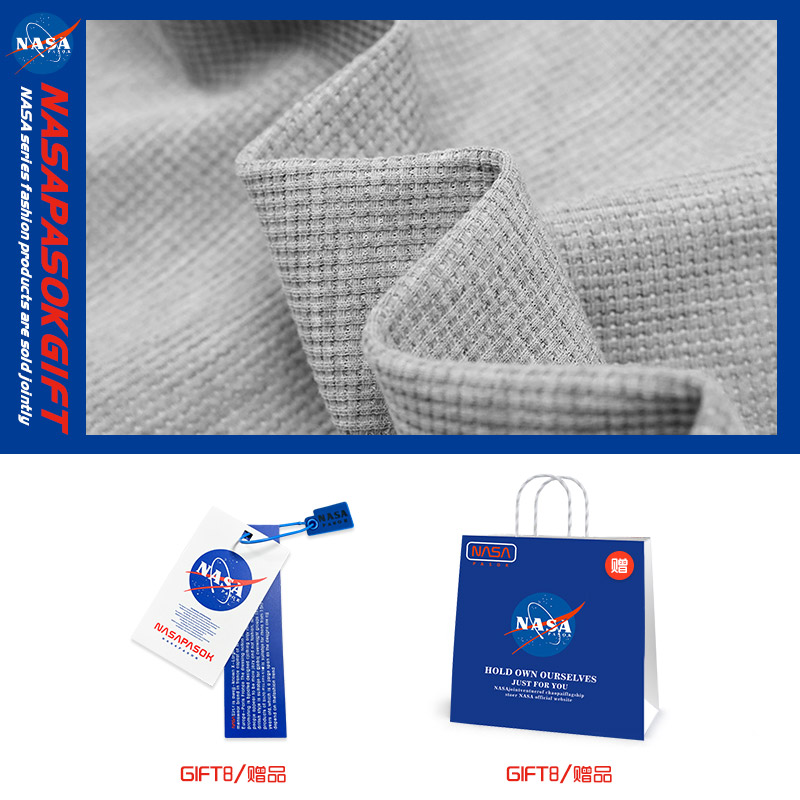 nasa联名华夫格男士春季抽绳卫裤 pasok卫裤