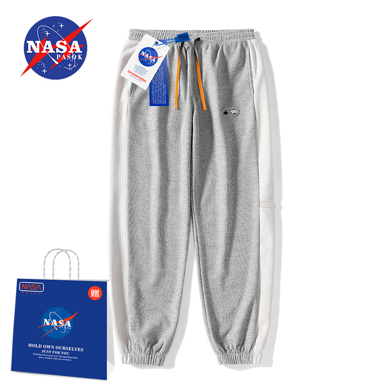 nasa联名华夫格男士春季抽绳卫裤 pasok卫裤