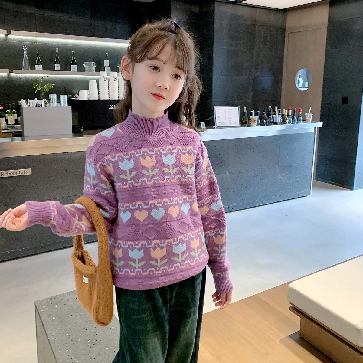 鱼儿妈 女童毛衣2025冬装新款儿童韩针织上衣加厚小高领打底线衣,淘宝优惠券,粉丝福利购,淘宝优惠卷