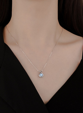 S925纯银鹿角宝石吊坠项链高级感