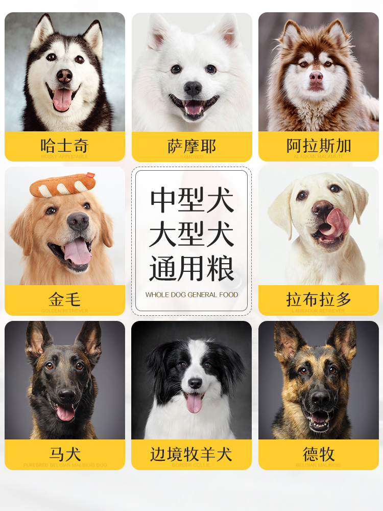 狗粮通用型40斤金毛拉布拉多萨摩耶阿拉斯加哈士奇中型大型犬成犬优惠券