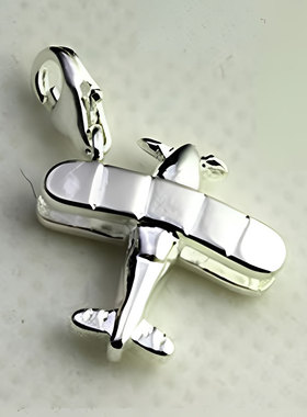 托马斯萨博镀银飞机龙虾扣吊坠