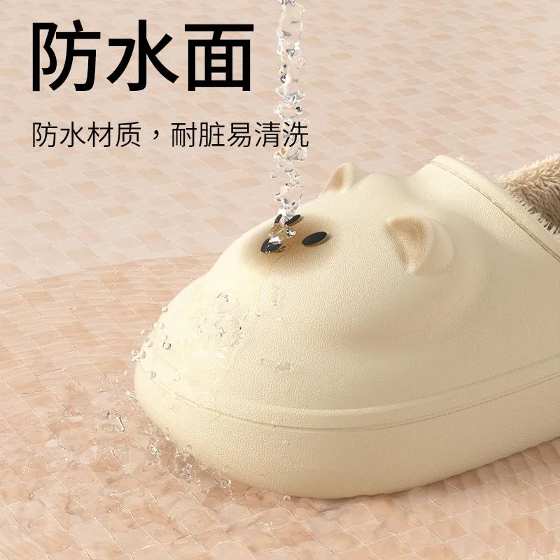 轻便包跟加厚软底加绒保暖防寒可爱小猫孕妇棉拖鞋女防水防滑耐脏,淘宝优惠券,粉丝福利购,淘宝优惠卷