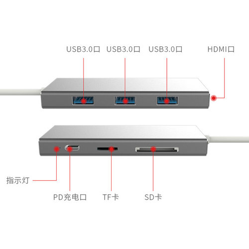 type-c转hdmi适用小米vga苹果笔记本电脑macbookpro转换器HUB雷电3扩展坞usb适用华为拓展坞dvi - 图1