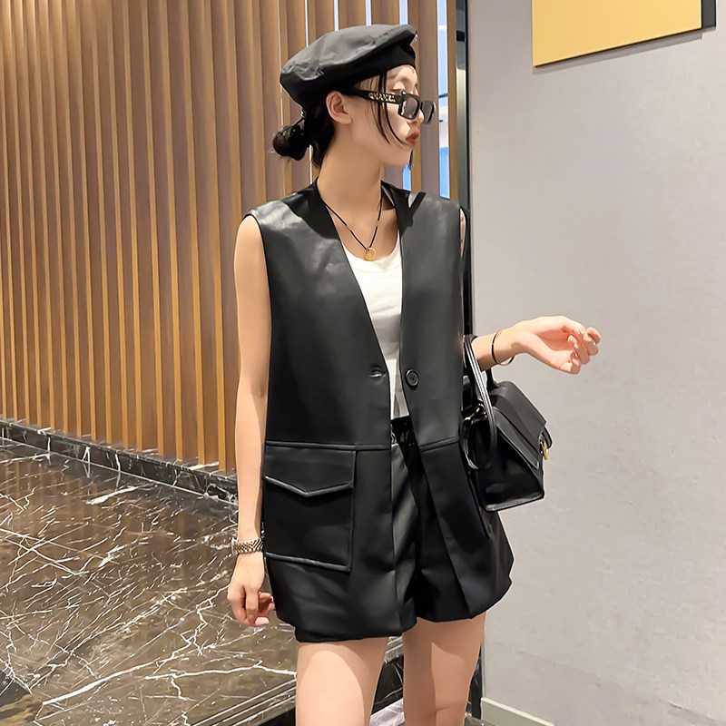 皮马甲女春秋新款时尚皮衣外套宽松大码马夹背心外穿欧货洋气上衣,淘宝优惠券,粉丝福利购,淘宝优惠卷