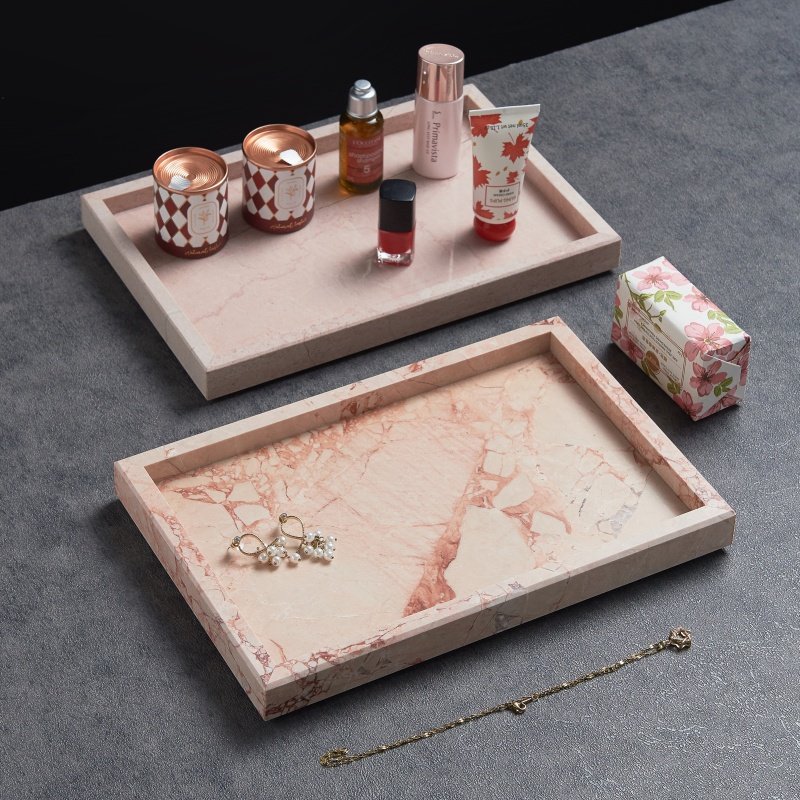 浪漫粉色天然大理石托盘玄关样板间摆件香薰蜡烛首饰置物艺术托盘,淘宝优惠券,粉丝福利购,淘宝优惠卷