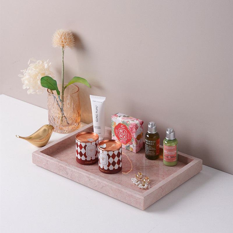 浪漫粉色天然大理石托盘玄关样板间摆件香薰蜡烛首饰置物艺术托盘,淘宝优惠券,粉丝福利购,淘宝优惠卷