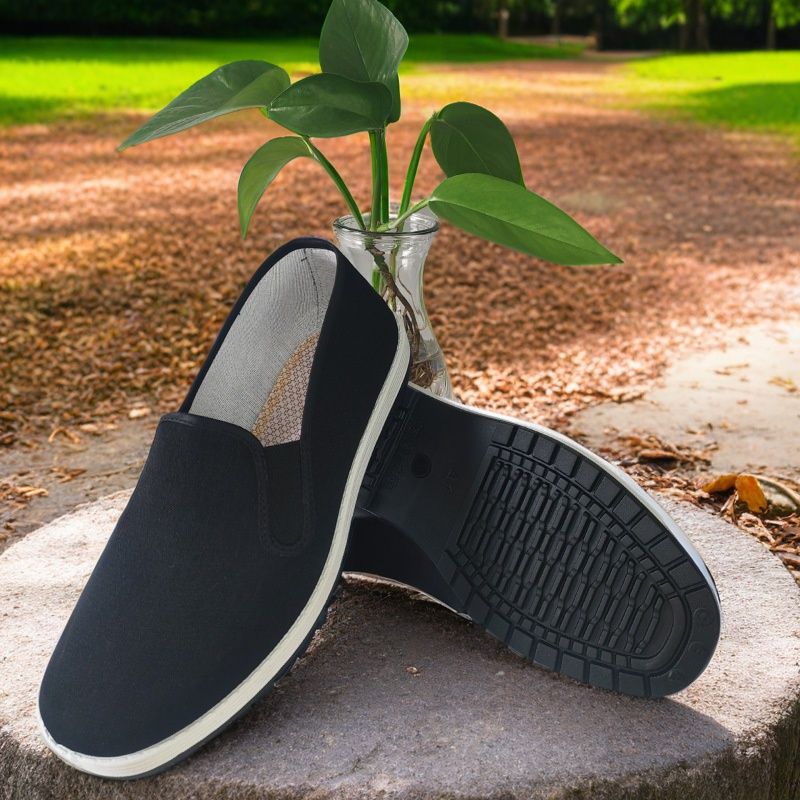 新款加厚底老北京布鞋亚麻鞋垫男单透气软底一脚蹬休闲遛弯工作鞋 - 图1