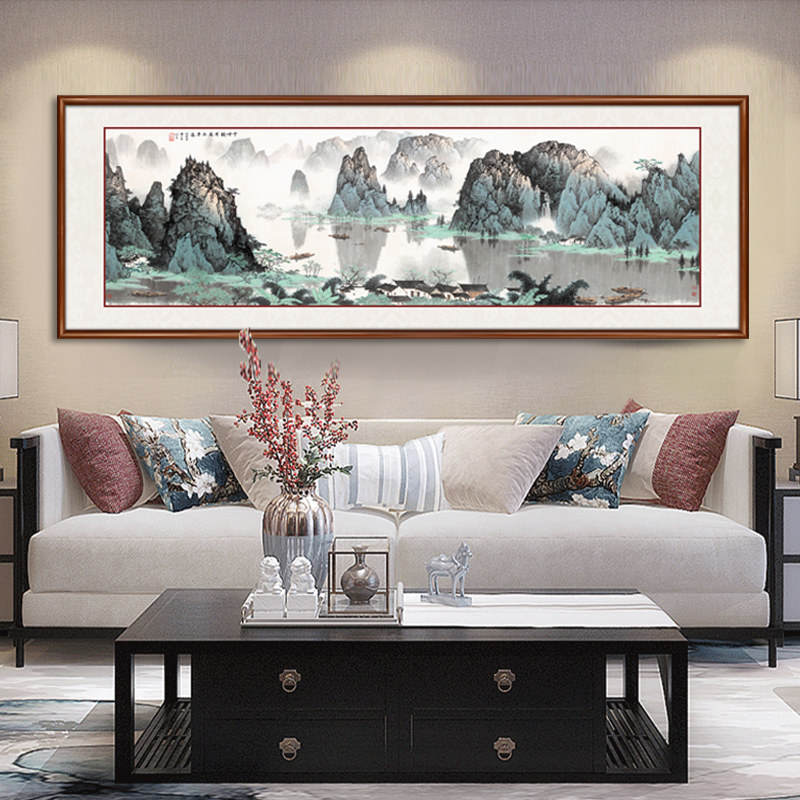 新中式装饰画客厅山水画风水靠山沙发背景墙画大气挂画办公室国画_虎窝淘