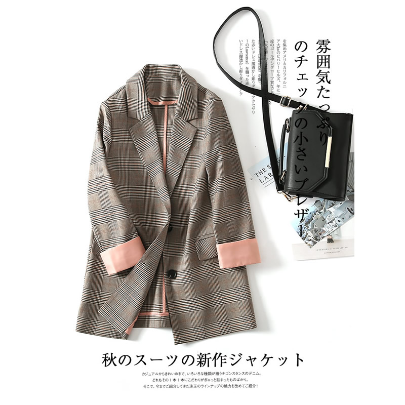 休闲格子外套英伦风2020春秋小西服 梦蝶婷服饰西装